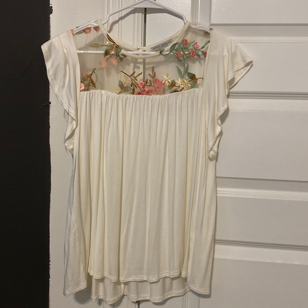 Floral mesh detailed top